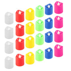 Multicolor LED tealight candles illuminating a festive setting for Diwali.