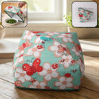 Foldable food cover with butterfly and floral print protects dishes from insects