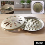 Metal mosquito coil stand with ventilated cover for effective smoke circulation