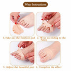 Diagram demonstrating the flexible and adaptable design of the tiptoe protector for various feet.