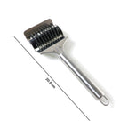 Side view of multi-blade dough cutter roller for kitchen use