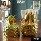 Elegant 24-piece dining cutlery set in shimmering gold finish