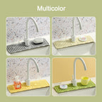 Kitchen sink area with the Silicone Faucet Splash Guard in use, protecting from drips.