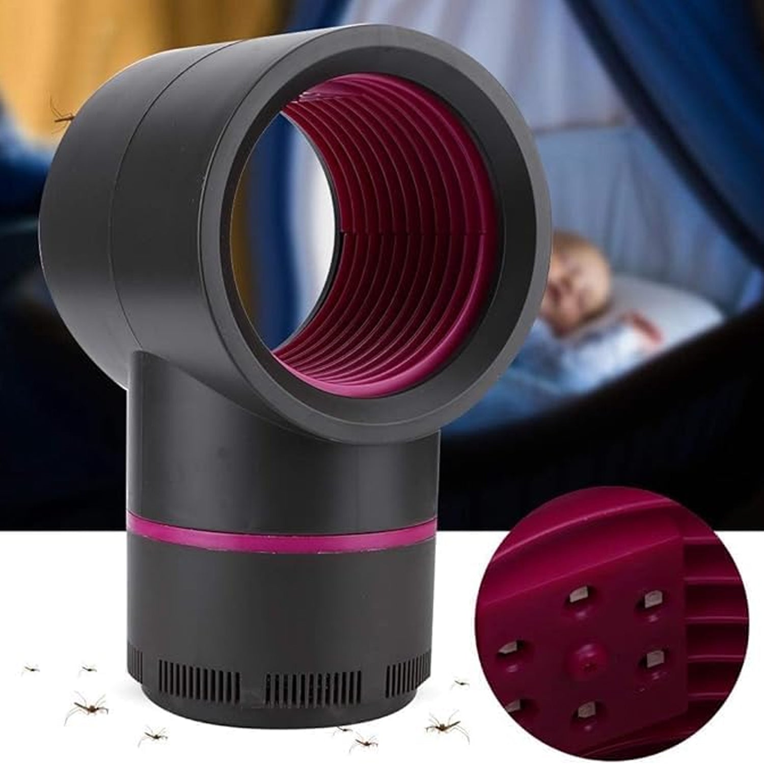 Baby-safe and silent USB mosquito trap lamp suitable for nurseries