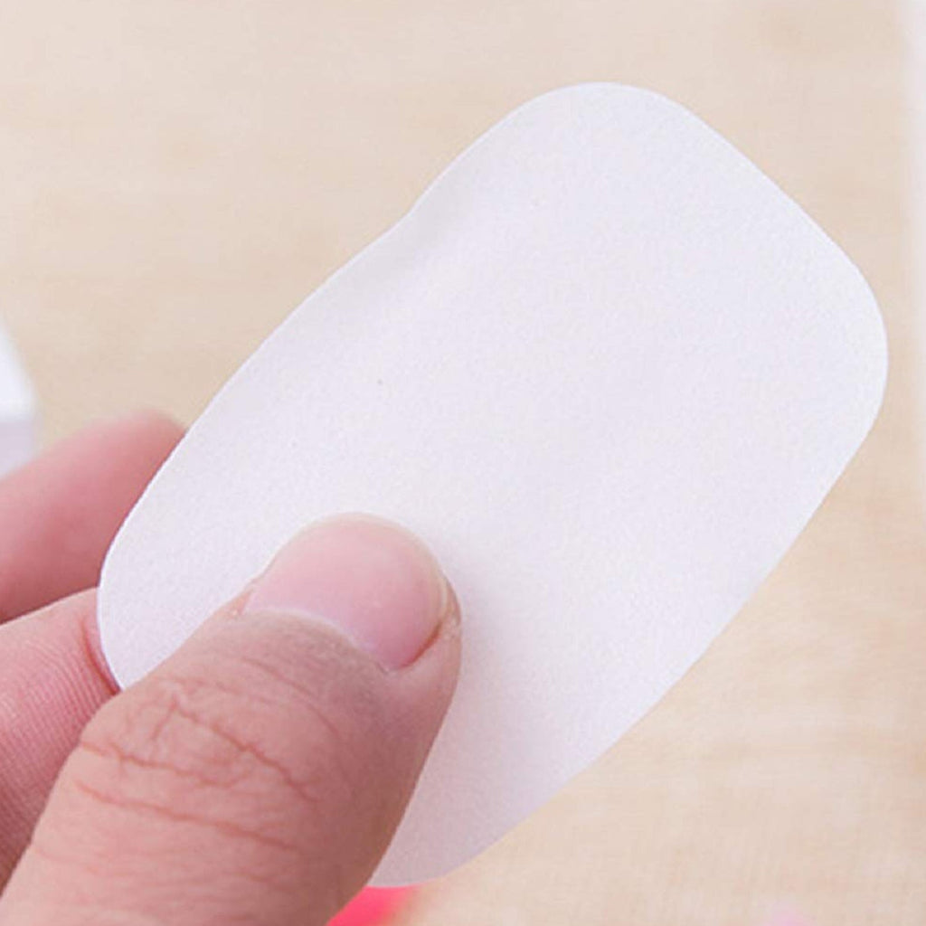 Compact mini box containing travel paper soap sheets for easy portability