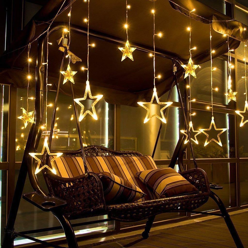 Detailed view of a star-shaped light, highlighting its intricate design for window decoration.