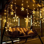 Detailed view of a star-shaped light, highlighting its intricate design for window decoration.
