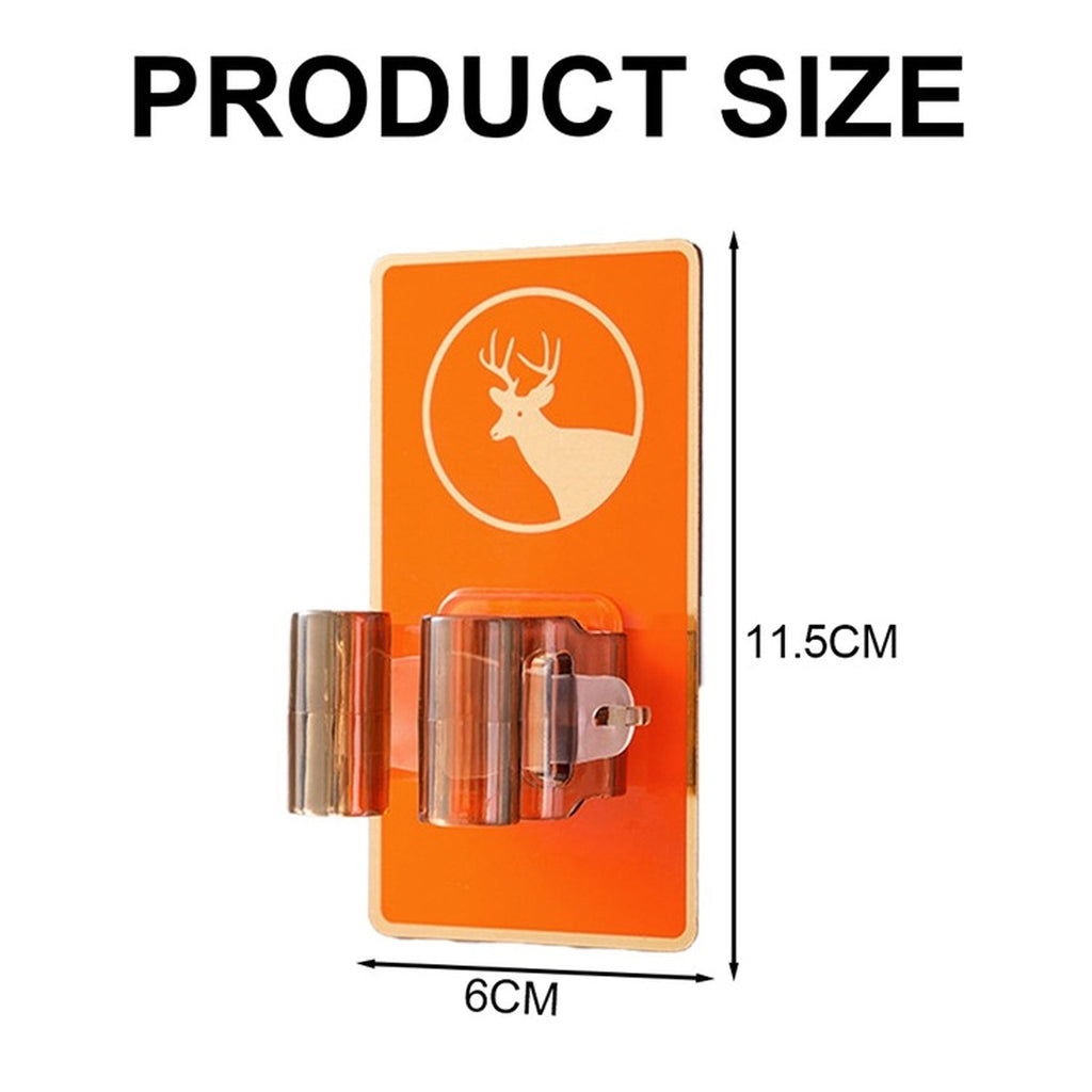 Space-saving wall mounted mop holder in bathroom