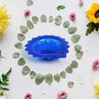 Overhead view of a collection of silicone diyas, showcasing their diverse shapes and vibrant hues.