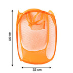 Folded lightweight and portable mesh laundry basket for space-saving storage