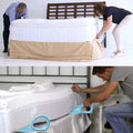 Ergonomic mattress lifter tool for easy bed making.