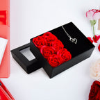 ‘I Love You’ necklace in gift box with eternal soap roses