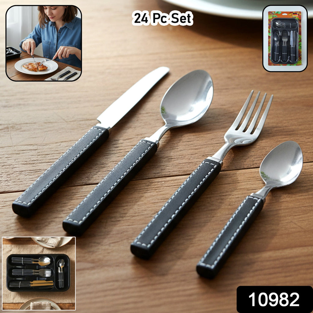 Fork and knife from stainless steel cutlery set with ergonomic grip handles