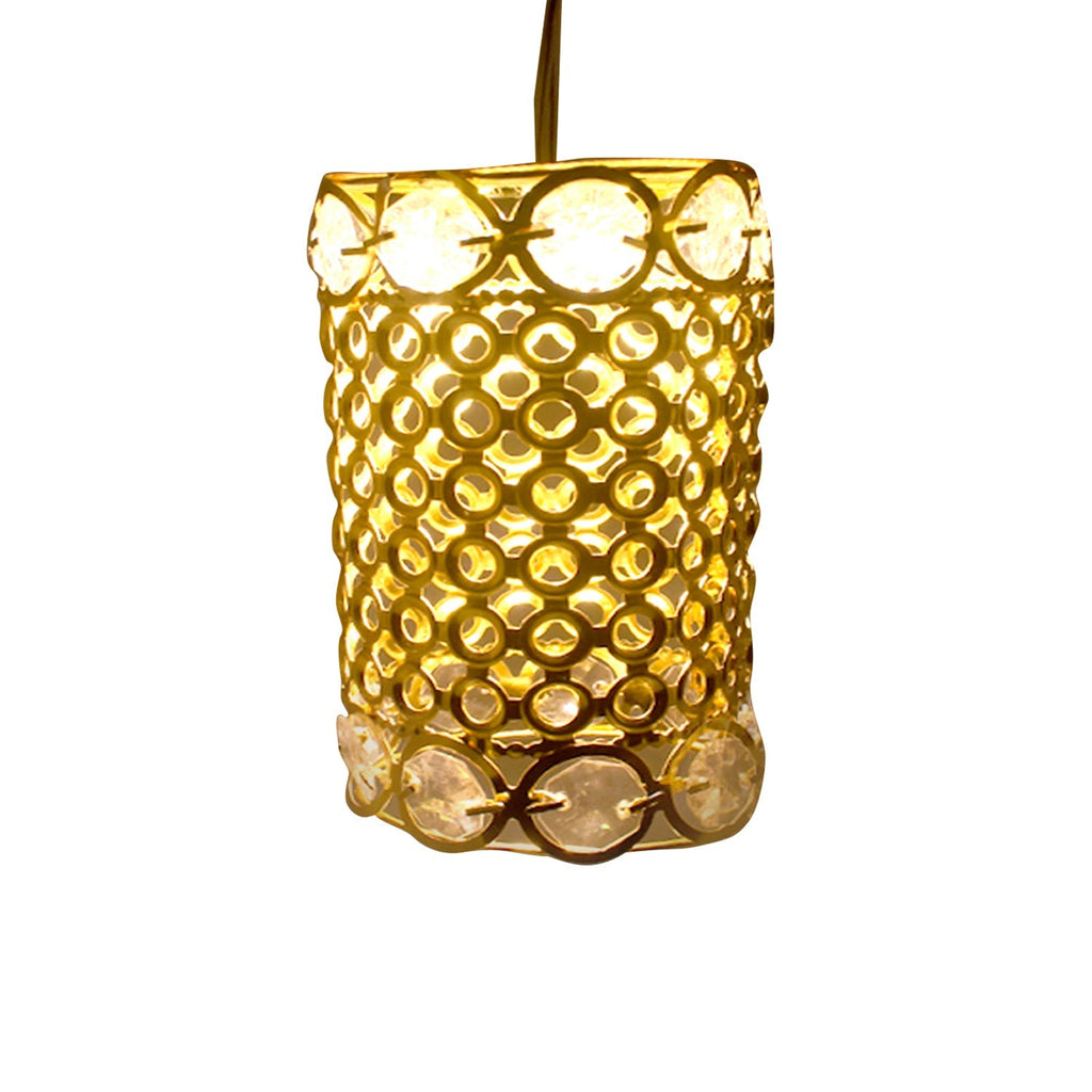 Hanging antique golden Jhoomer Chandelier, adding a warm glow to any room.