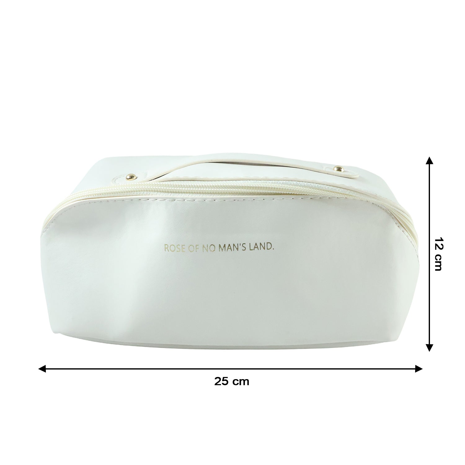 Interior details of travel makeup organizer with compartments for brushes and bottles