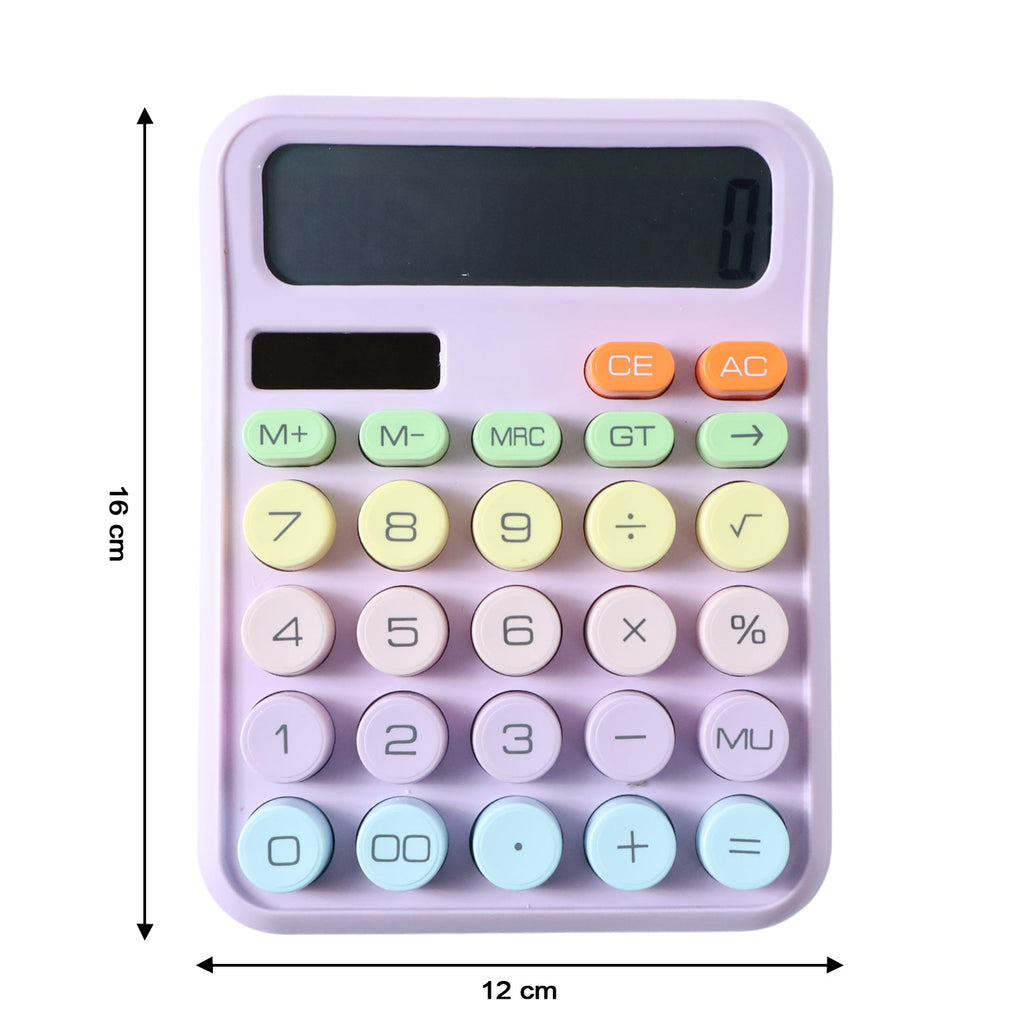 Close-up of calculator soft keys and large display screen