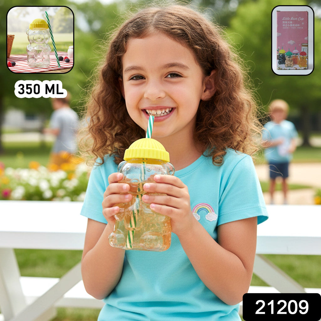 bear shape kids drinking cup with straw and 350ml capacity