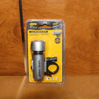 Durable LED bicycle headlight showcasing its splash-proof ABS casing.