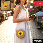 Side view of sunflower mini crossbody purse