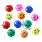 Bright smiley face button magnets on metal surface