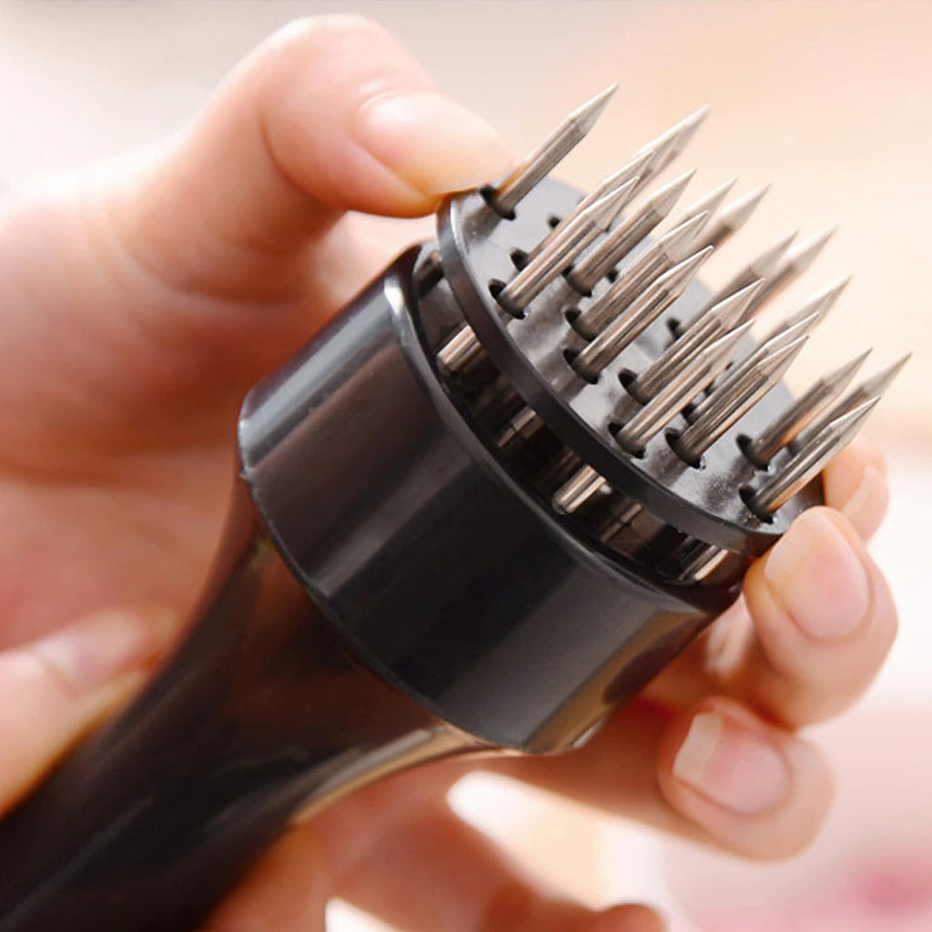 The meat tenderizer tool displayed alongside other kitchen essentials.