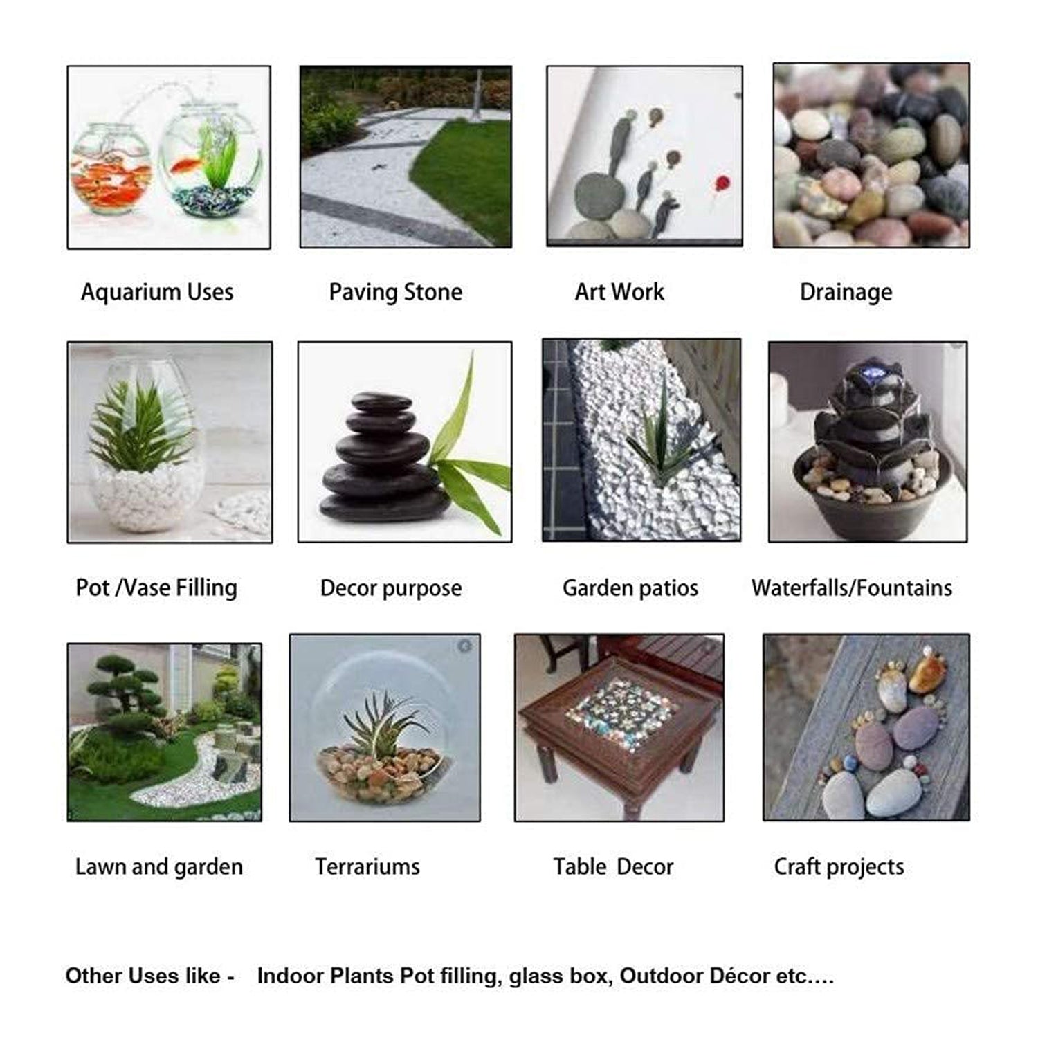 Multicolor decorative pebbles scattered beautifully in a lush garden environment.