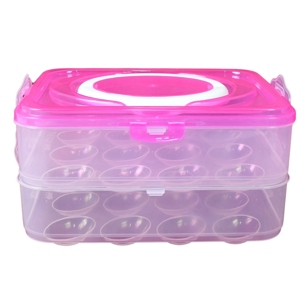 Multiple stackable egg storage boxes demonstrating efficient kitchen organization.