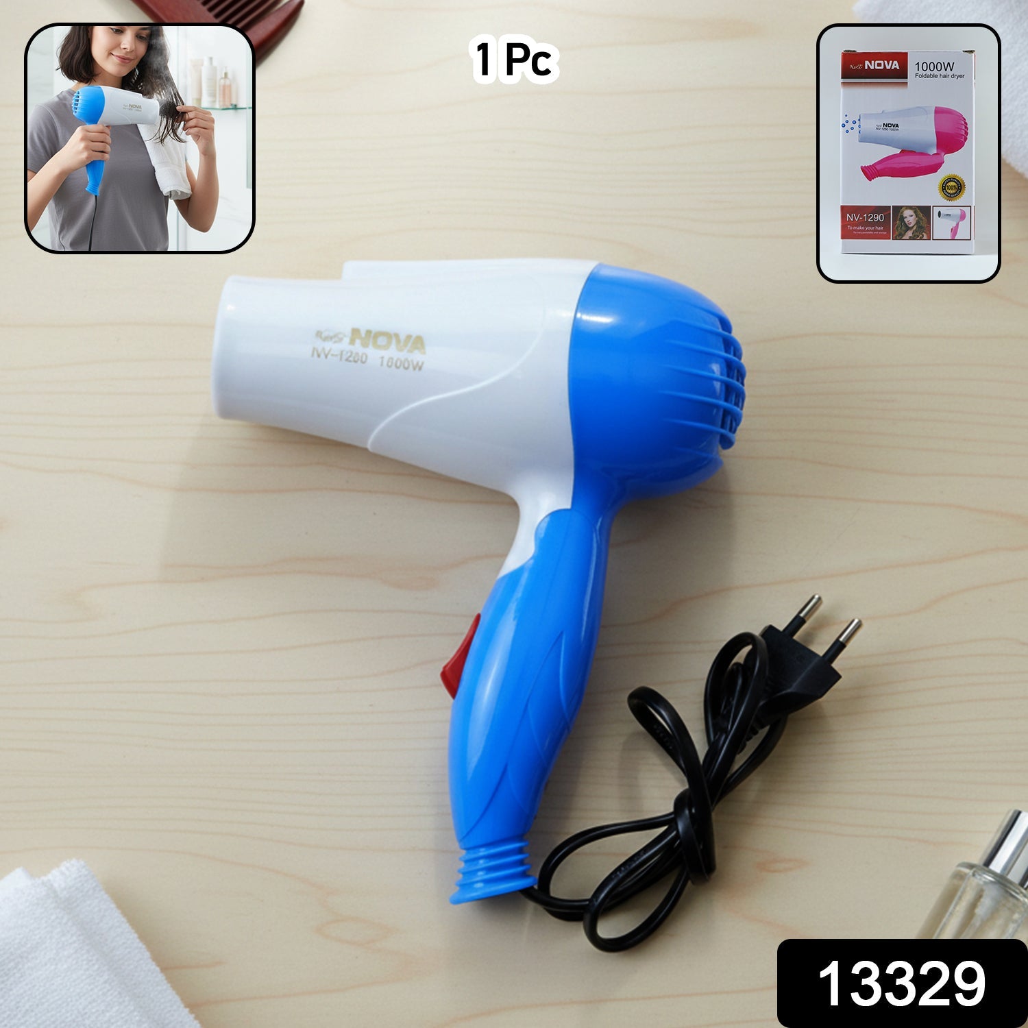 1000W portable hair dryer for quick drying