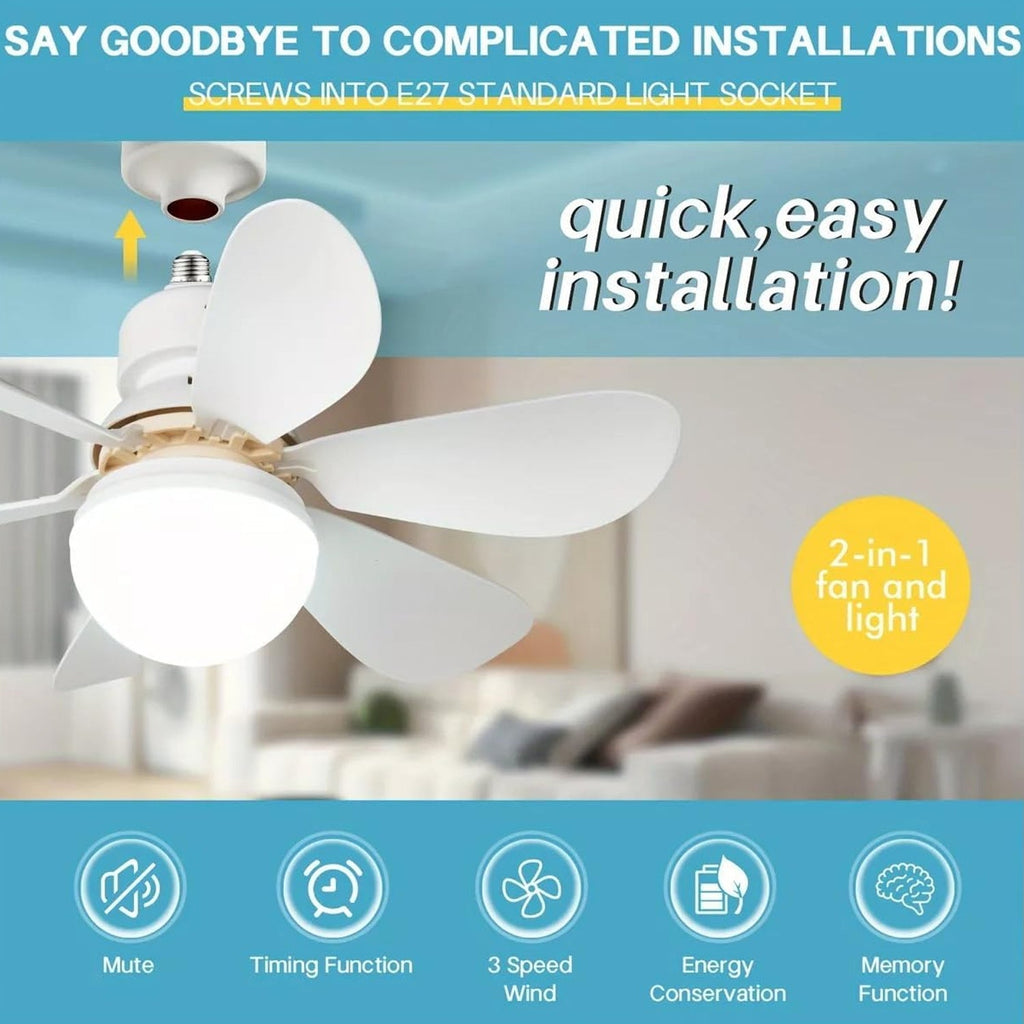 Room illuminated by the soft, adjustable light from the energy-saving LED ceiling fan.