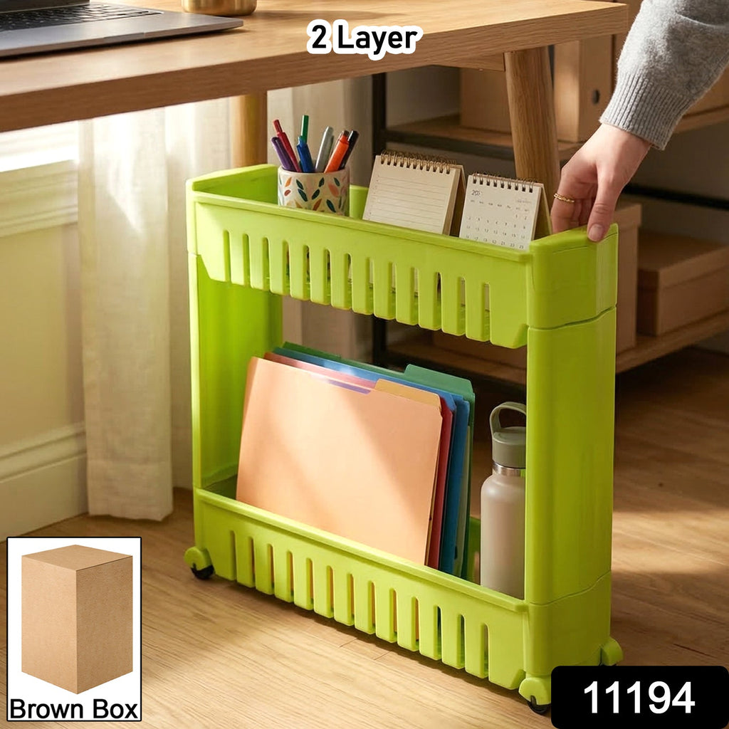 Rolling storage rack on wheels for kitchen or office
