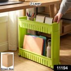Rolling storage rack on wheels for kitchen or office