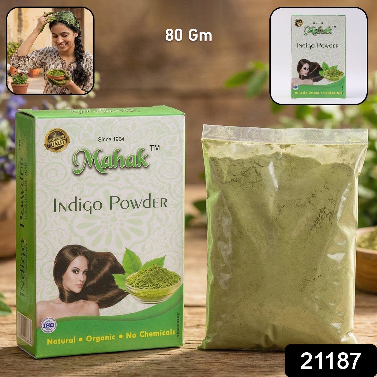 Herbal facial care kit but includes natural indigo powder for hair color
