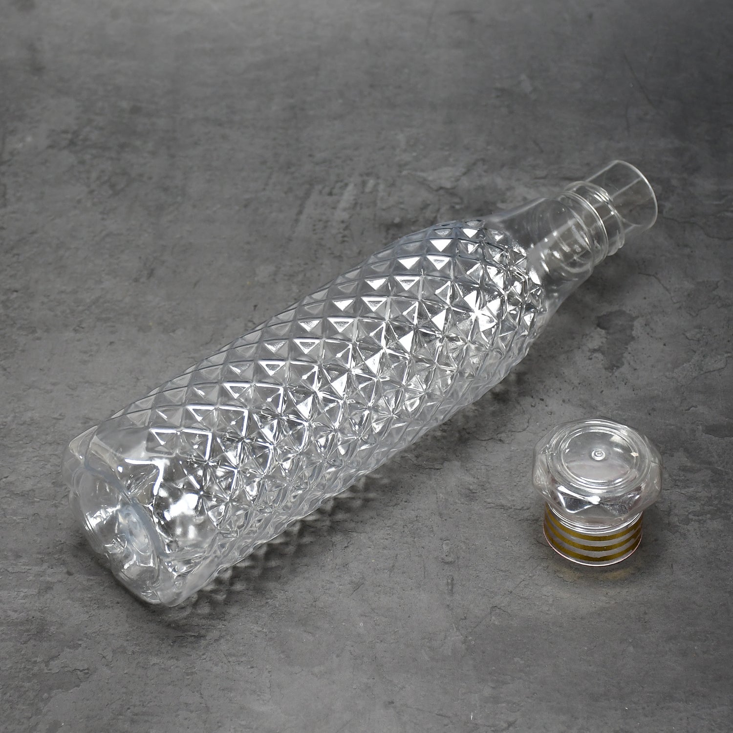 Complete set of three diamond cut water bottles for children, ideal for hydration.