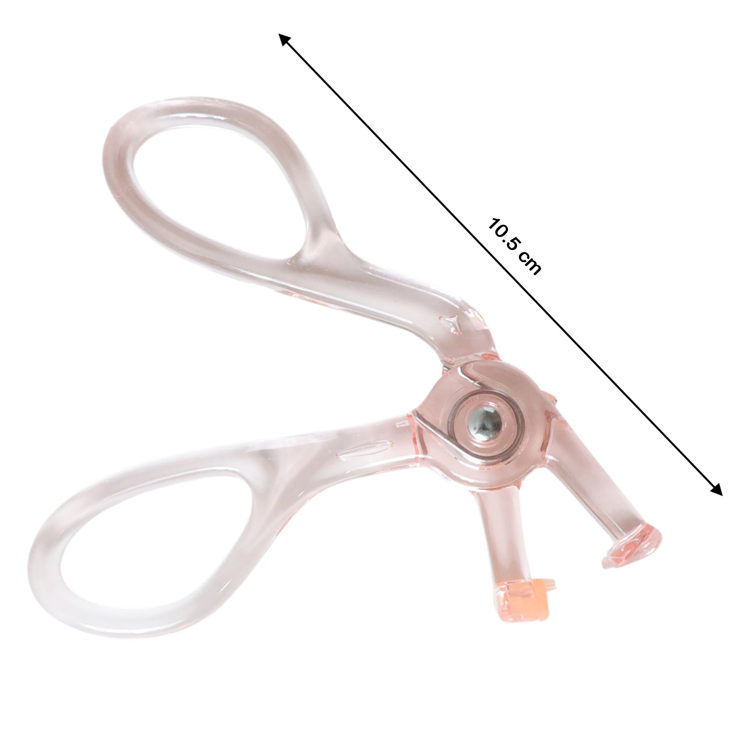 Compact transparent eyelash curler with ergonomic grip