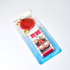 Organized sewing kit with thread, needles, and measurement tape for home use.