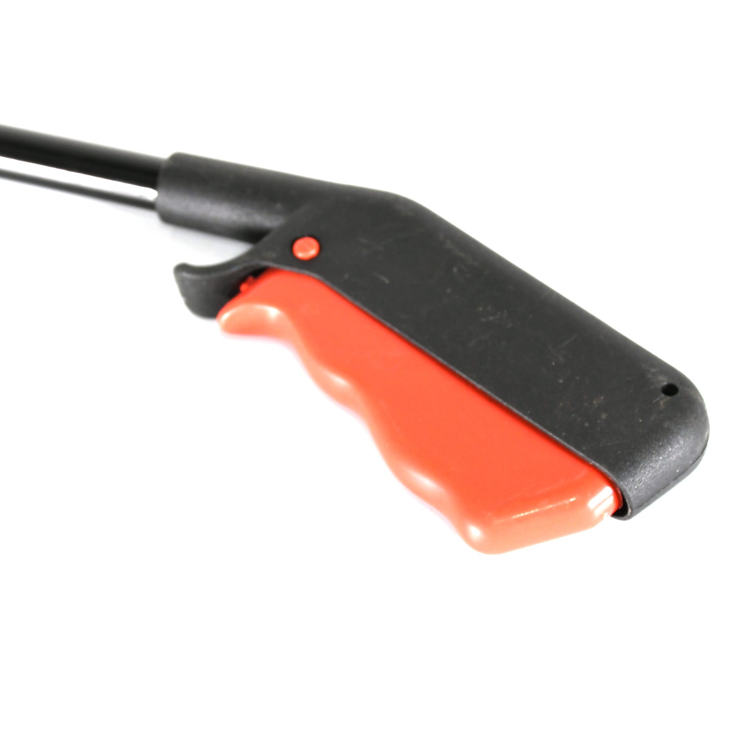 User demonstrating the long reach of the versatile trash picker.