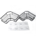 Two-piece stainless steel corner shelf organizer with black iron coating mounted on bathroom wall