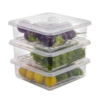 Stackable set of plastic food storage containers with airtight lids