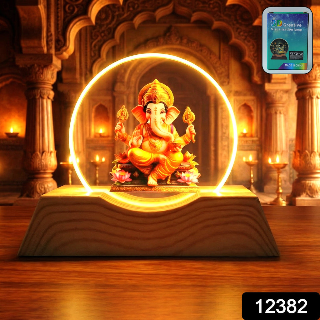 Glowing 3D Lord Ganesha LED night light with warm golden illumination