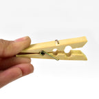 Bamboo cloth clips featuring a smooth, natural wooden finish for durability.