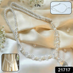 Close-up of decorative pearl and crystal curtain holder beads