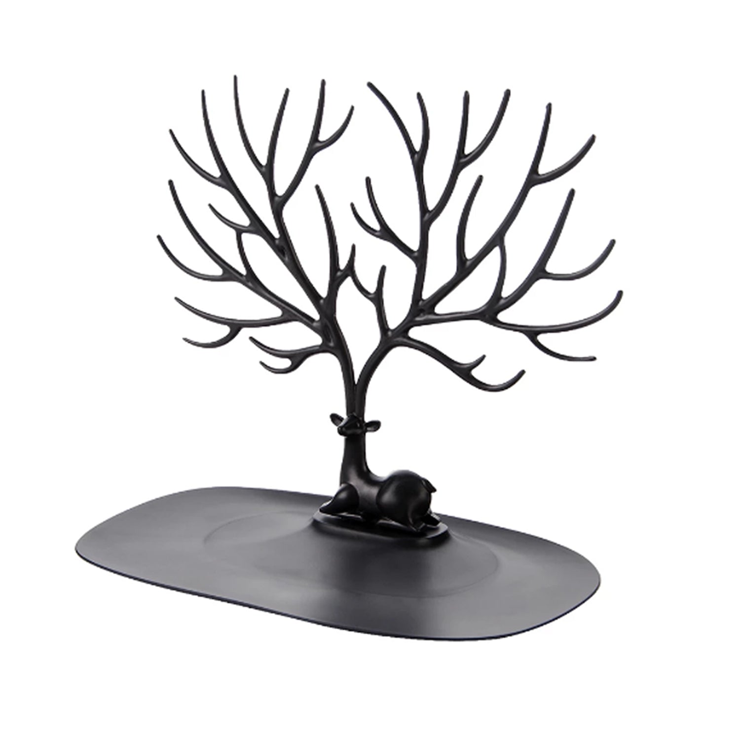 Jewellery display stand with deer antler design holding earrings