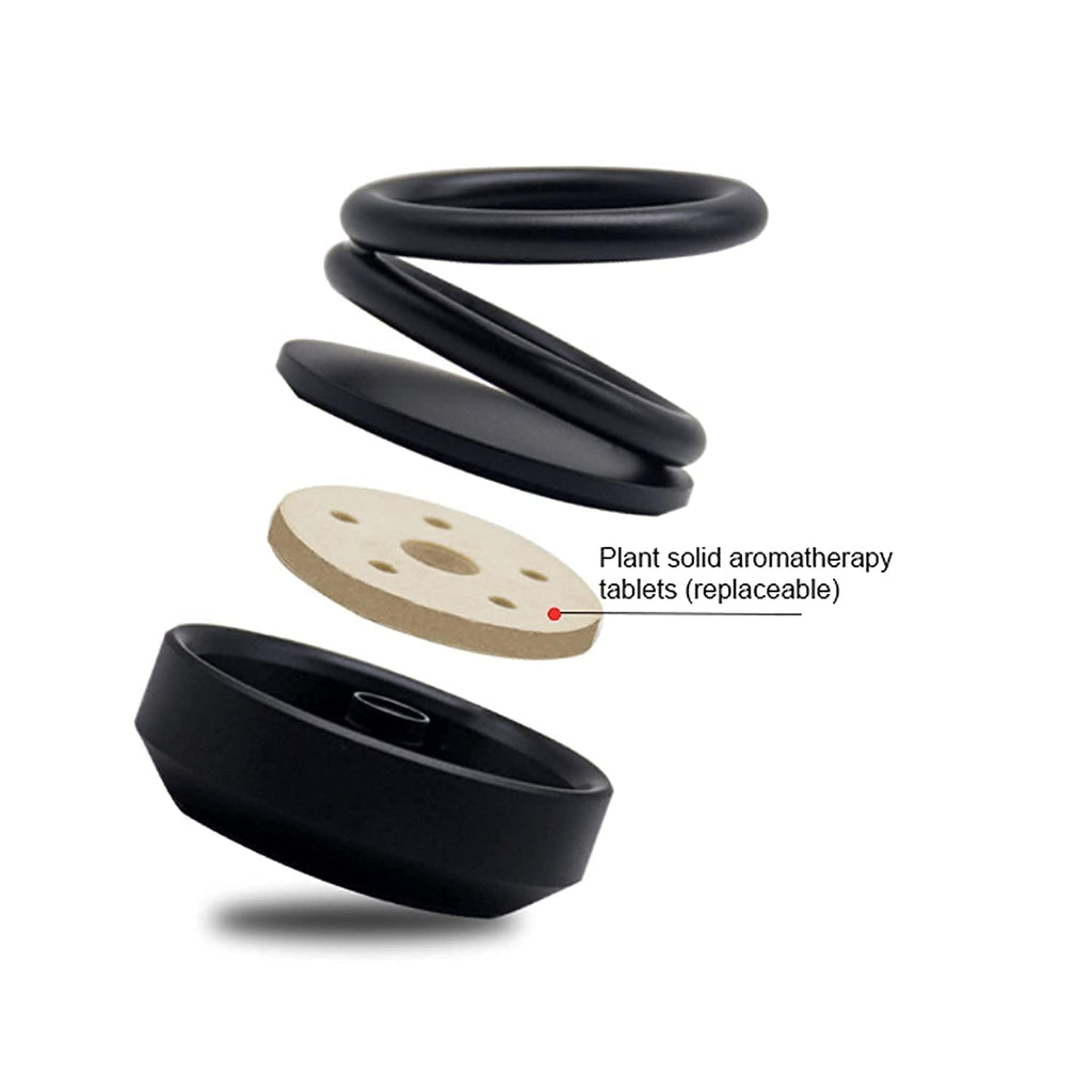 Elegant car air freshener with a unique double-ring design for effective diffusion.