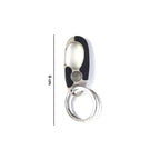 Close-up of locking clip mechanism on stainless steel keychain