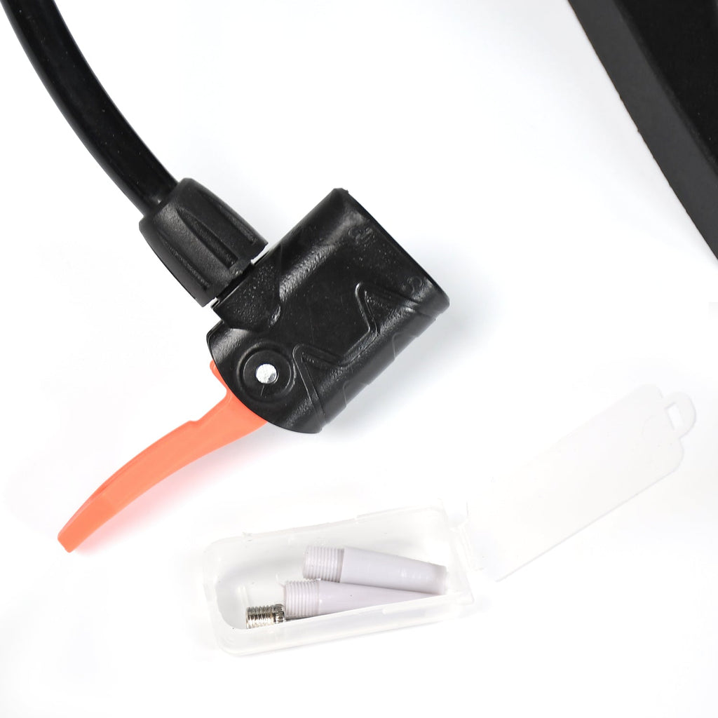 Compact Safora bicycle pump, perfect for storing in small spaces or attaching to a bike.