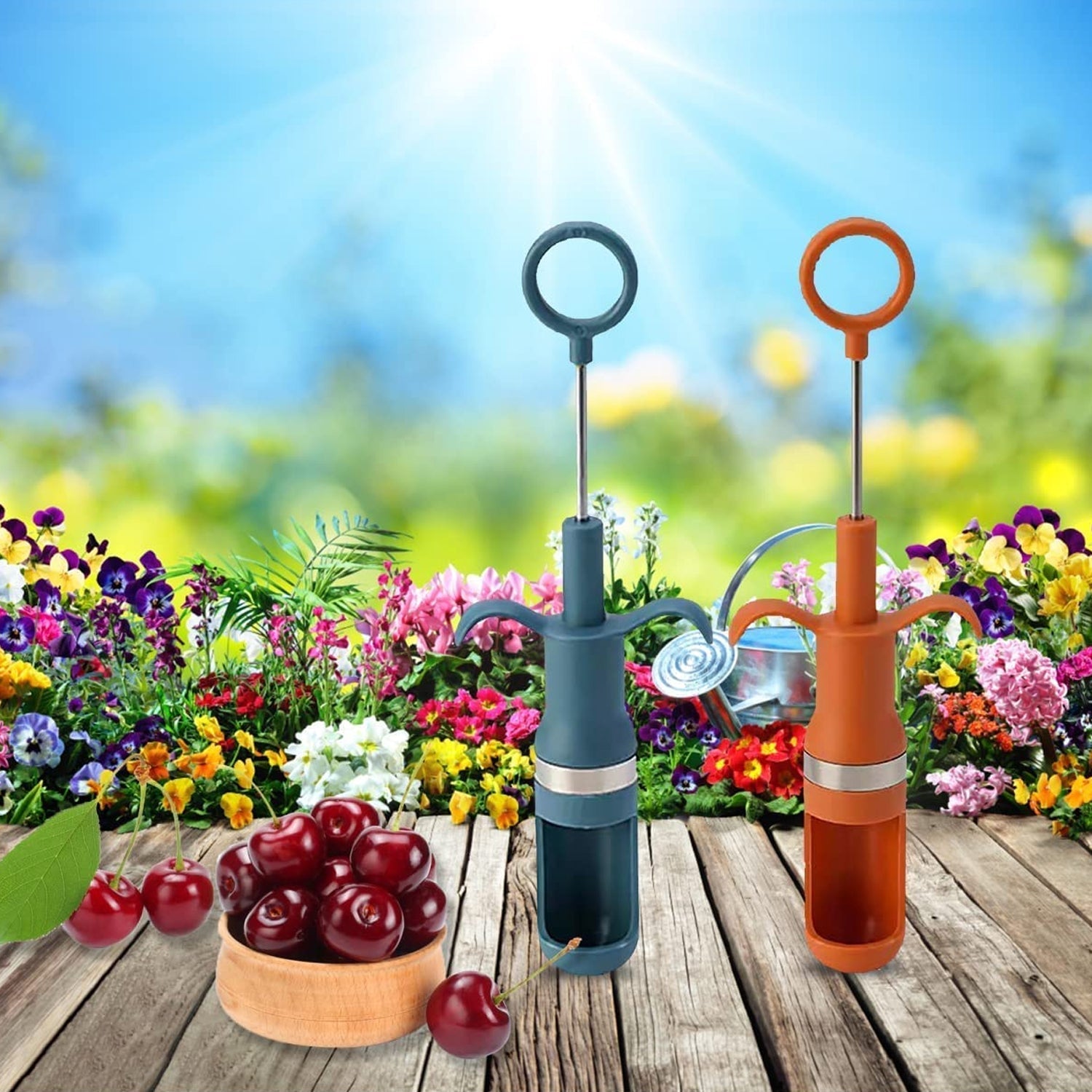 Highly efficient cherry pitter kitchen tool for fast fruit stone removal.