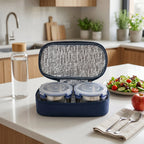 Twin stainless steel lunch box set with leak-proof lids