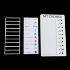 Child using the chore note board to track their daily responsibilities.