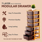 Side angle view of the 7-layer plastic storage drawer organizer