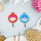 Set of two heavy-duty self-adhesive hooks, ideal for bathroom and kitchen organization.